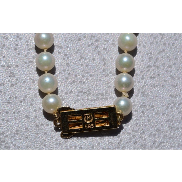 Contemporary The Miki: Mikimoto Pearl Strand with Yellow Gold Mid Century Clasp For Sale - Image 3 of 6