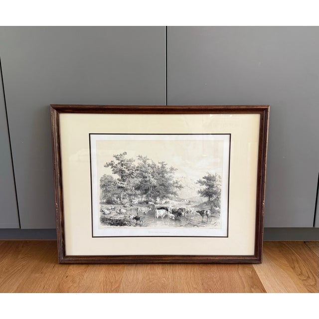Mid 19th Century Framed Thomas Sidney Cooper Tinted Lithograph Titled "A Summers Noon" For Sale - Image 5 of 11