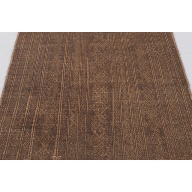 Vintage Tuareg Square Mat in Brown and Gold with Geometric Patterns- Rug & Kilim For Sale - Image 4 of 9