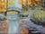 Impressionist Original Oil Painting, a Stream and a Wooden Bridge in the Autumn Woods. For Sale - Image 3 of 5