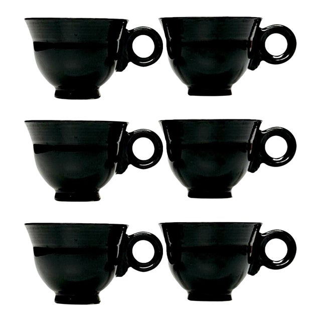 Fab Form & Function Black Ceramic Cups by Mikasa Japan - Set of 6 For Sale