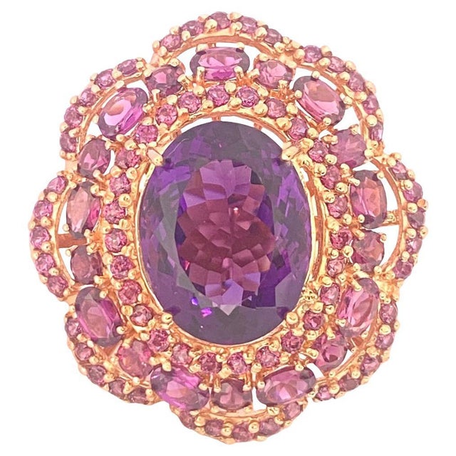 Bochic "Orient" Vintage Amethyst & White Topaz Ring Set In 18 K Gold & Silver For Sale - Image 15 of 18