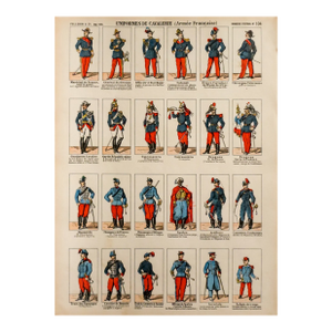 1880s - 1890s French Military Print - Imagerie d'Épinal #104 - Uniformes De Cavalerie