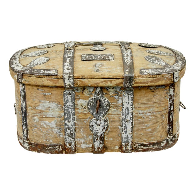 Swedish Scraped Pine Strong Box, 1850s For Sale