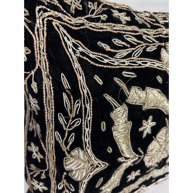 1980s Vintage Metallic Embroidery Pillow For Sale - Image 5 of 6