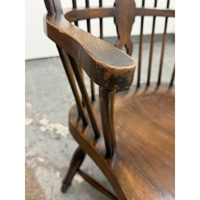 English Windsor Style Vintage Arm Chairs, Pair For Sale - Image 10 of 12
