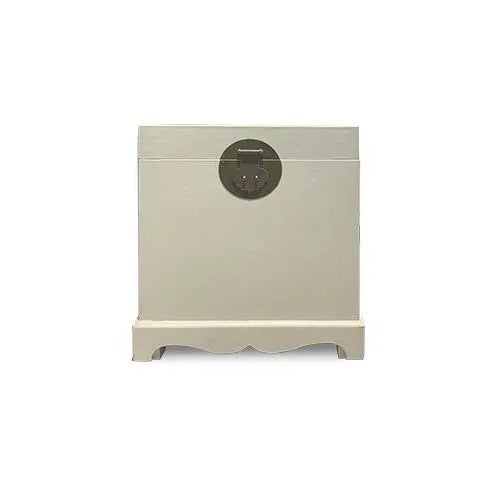 Asian Modern Cream Square Trunk For Sale In New York - Image 6 of 6