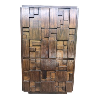 Lane Furniture Mid-Century Brutalist Cubist Armoire For Sale