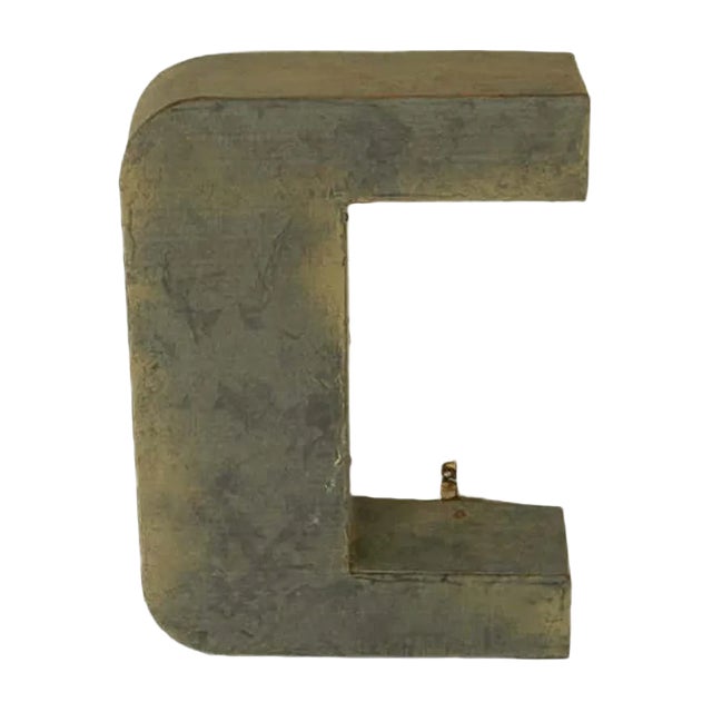Italian Tin Letter C, 1970s For Sale