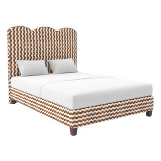 Starmount Bed in Schumacher The Wave Velvet, Chocolate - Queen For Sale