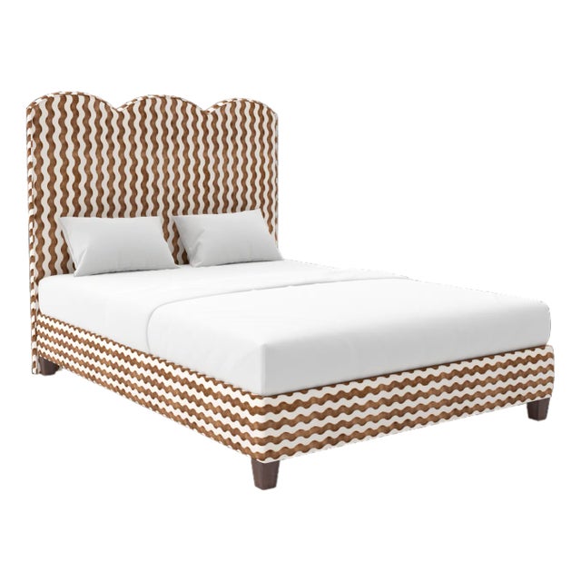 Starmount Bed in Schumacher The Wave Velvet, Chocolate - Queen For Sale