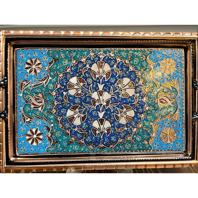 Rectangular Carved Copper Tray with Handles For Sale - Image 6 of 8