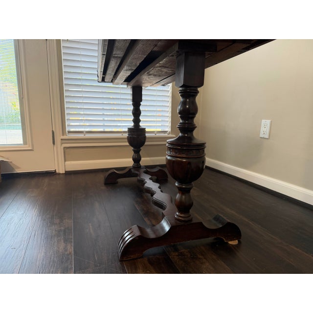 1930s Vintage Jacobean Revival Draw-Leaf Console Table / Pub Table For Sale - Image 5 of 6