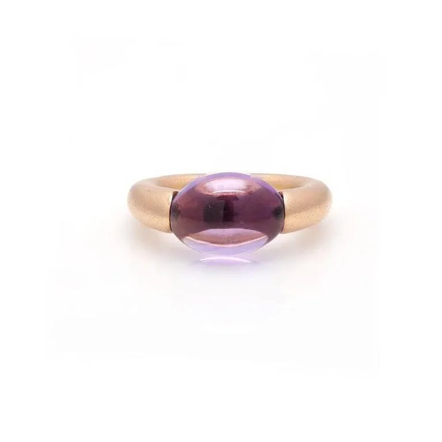 5.88ct Oval Amethyst Solitaire Art Deco 14k Rose Gold Ring Size 7 For Sale
