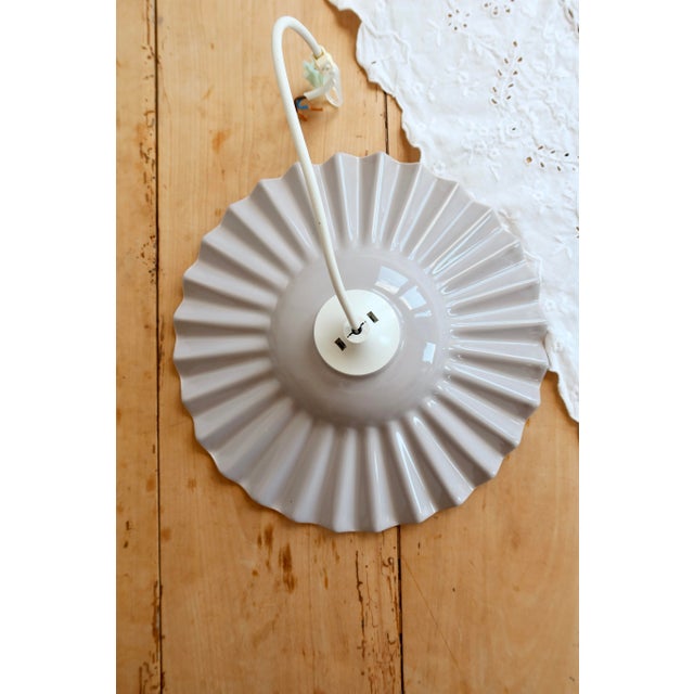 Vintage Pleated Ceramic Pendant Light in Lilac and Taupe, 1990s For Sale - Image 3 of 8