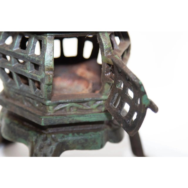 Japanese Iron Pagoda Garden Candle Lantern 1940's For Sale - Image 9 of 13