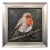 Framed Textured English Finch Bird Art Painting on Canvas. For Sale