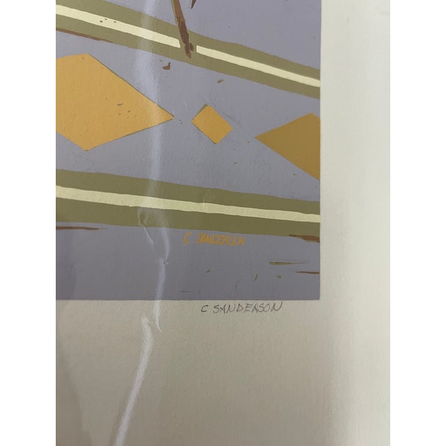 Late 20th Century Apache Motif" Limited Edition Serigraph Print by C. Sanderson - Southwestern Still Life With Yellow Flowers and Pottery Vase For Sale - Image 10 of 11