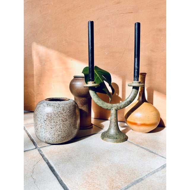 Hand-Thrown Ceramic Art Vase with Speckled Earth-Tone Glaze, Germany, 1980s For Sale - Image 10 of 11