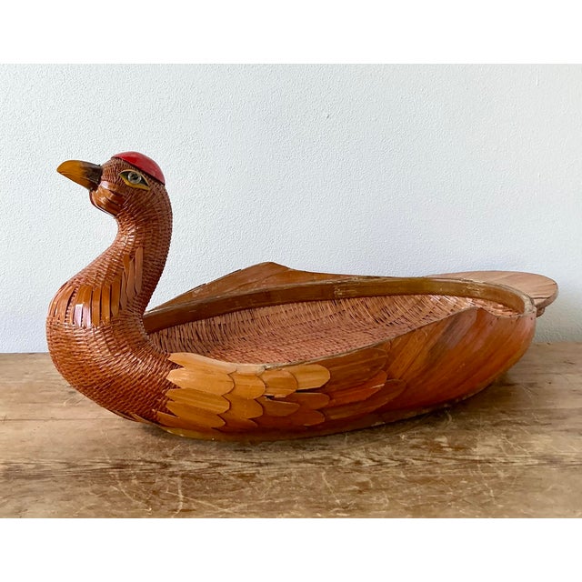 Late 20th Century Vintage Boho Shanghai Weave Duck Tray For Sale - Image 5 of 12