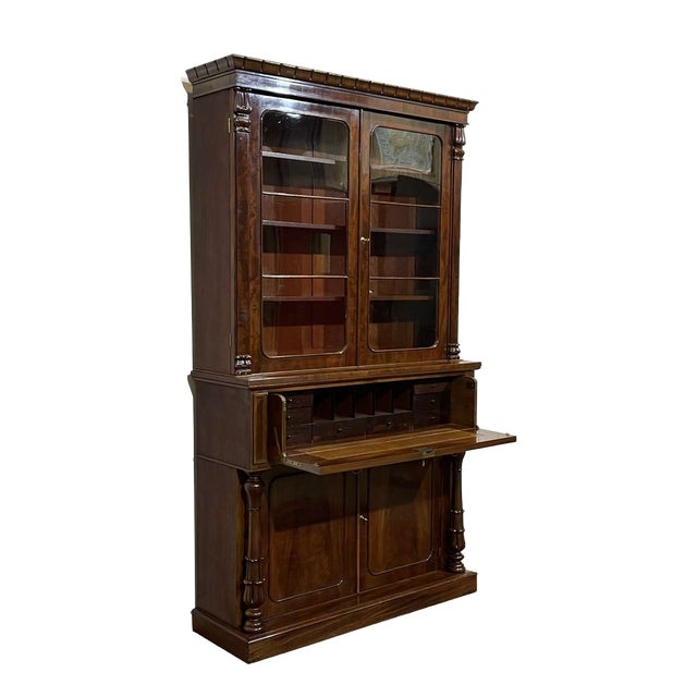 Victorian Mahogany Secretary Bookcase For Sale