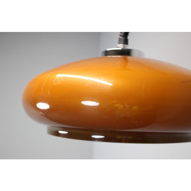 Glass Mid-Century Adjustable Glass Pendant Lamp, Europe, 1970s For Sale - Image 7 of 12