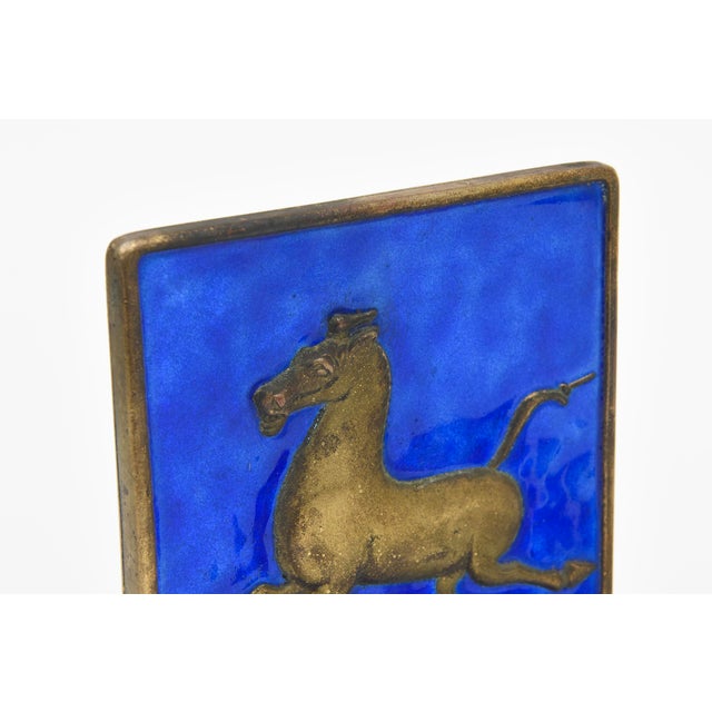 Metal Vintage Chinese Enamel and Gold Plated Horse Bookends, 1950's For Sale - Image 7 of 12