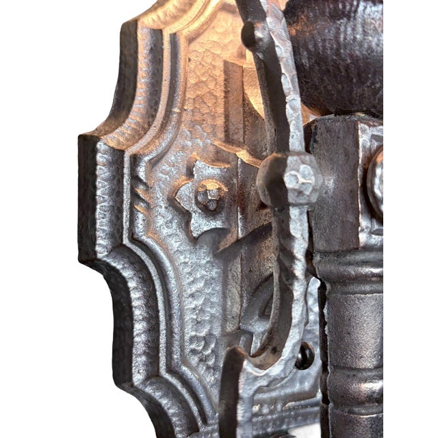Silver 1920s Nickel Plated Brass or Bronze Spanish Revival Wall Sconces #2616 - a Pair For Sale - Image 8 of 9