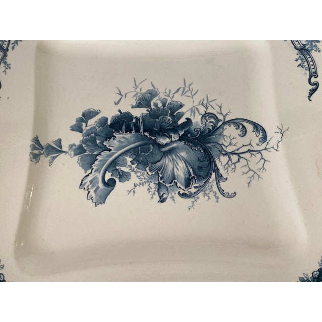 Faience Dish with Flowers Decor by Terre De Fer, France, 19th Century For Sale - Image 6 of 11