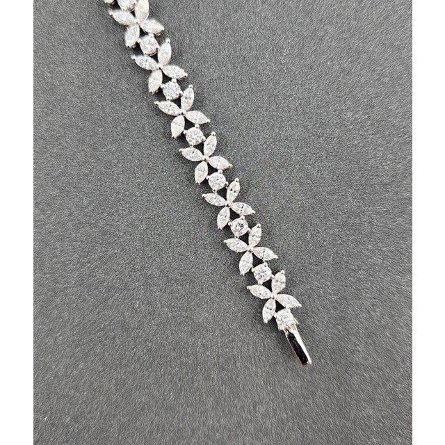 Early 21st Century 7.67 Ct Marquise & Round Diamond Tennis Bracelet For Sale - Image 5 of 8