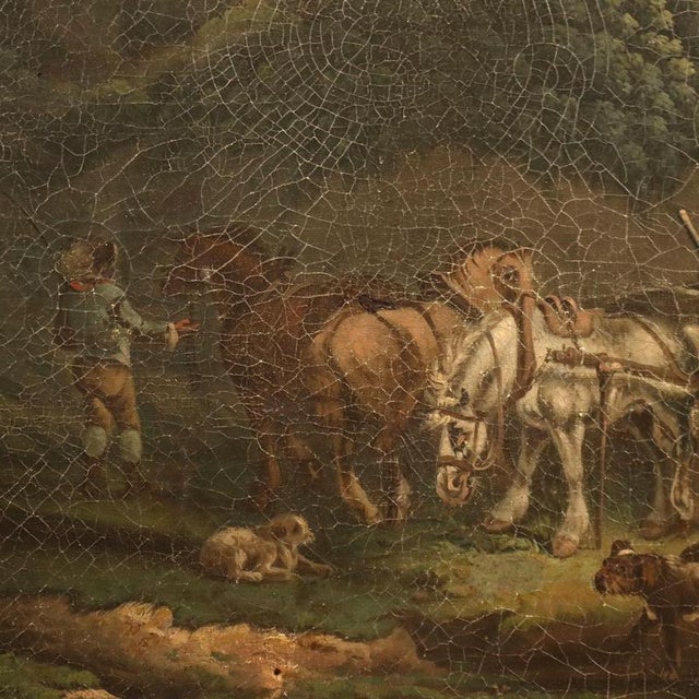 Landscape with Peasants, 1800s, Oil on Canvas For Sale - Image 4 of 11