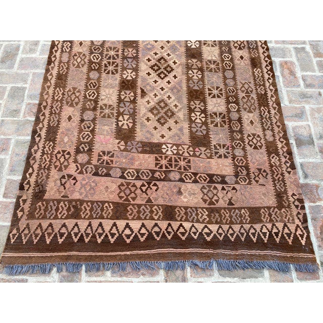 Textile Vintage Afghan Handwoven Sheep Wool Kilim Rug For Sale - Image 7 of 11