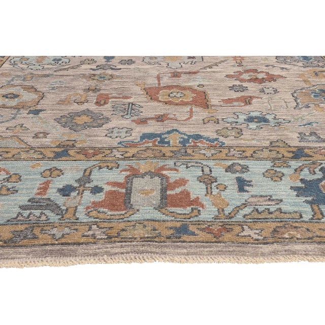 Sky Blue & Gray Oushak Rug - 08'11 X 12'00 For Sale - Image 4 of 9