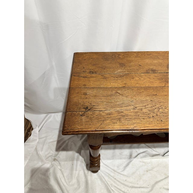 Antique Hand Cut Rustic Farm Work Table Console For Sale - Image 9 of 9