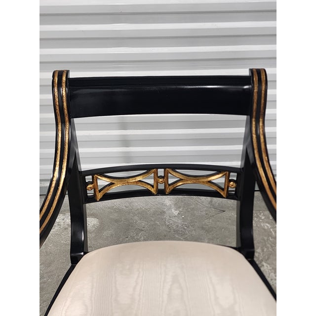 Maitland-Smith Regency Style Ebonized & Gilt Armchairs- A Pair For Sale - Image 12 of 16