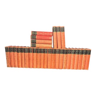 Vintage Red and Gold Classic Authors Book Set of 29 For Sale