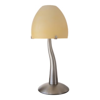 Vintage Postmodern Memphis Brushed Metal & Glass Table Lamp For Sale