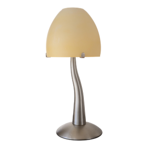 Vintage Postmodern Memphis Brushed Metal & Glass Table Lamp