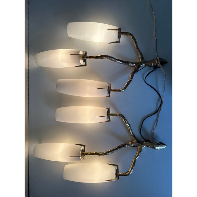 Vintage Bronze-Gold Three-Light Wall Sconces from Arlus, 1960s, Set of 2 For Sale - Image 12 of 18