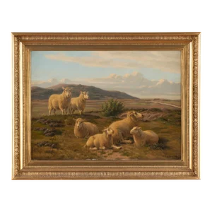 Original Oil on Canvas Painting of Sheep, Signed and Dated a.p Madsen 1886
