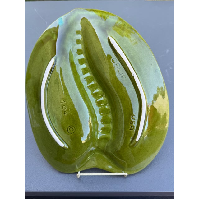 Vintage MCM California Pottery Usa 404 Green & Aqua Drip Glaze Ash or Catchall Tray For Sale - Image 13 of 13