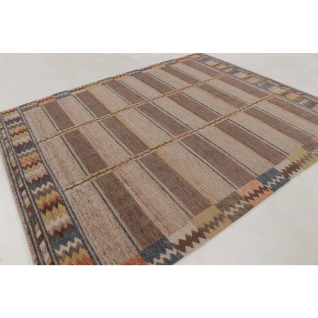 Mid-Century Modern Contemporary Scandinavian Style Striped Geometric Wool Rug by Rug & Kilim For Sale - Image 3 of 10