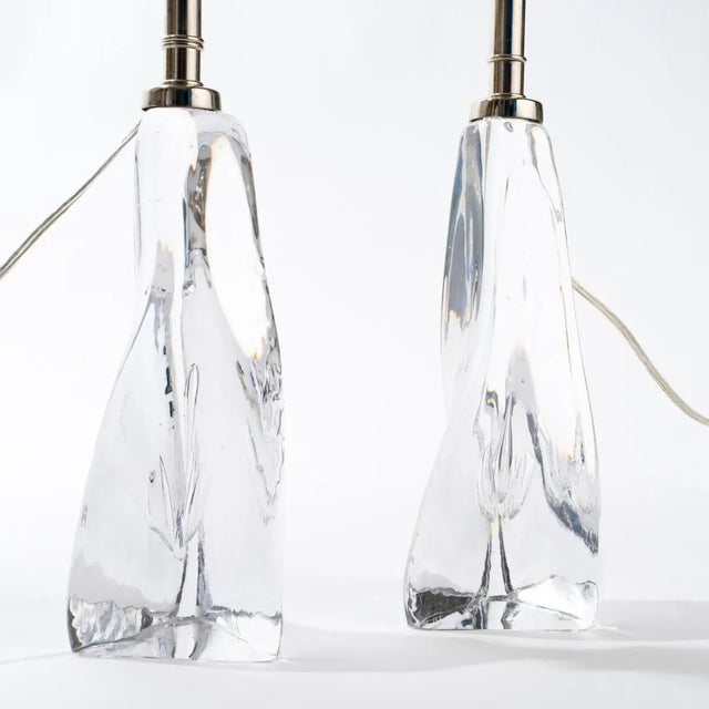 Glass Clear Art Glass Lamps - A Pair For Sale - Image 7 of 8