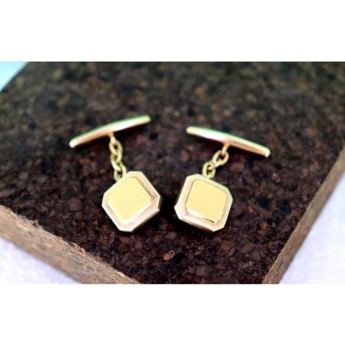 Metal Gold Cufflinks in Square Shape, Set of 2 For Sale - Image 7 of 8