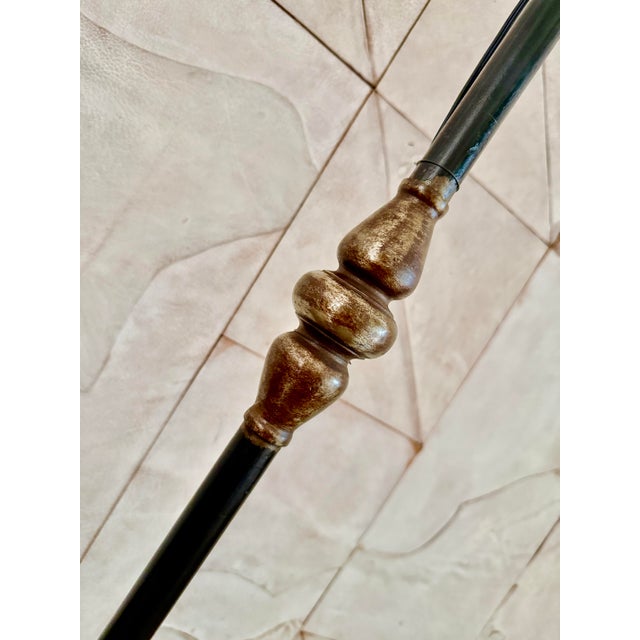1940’s Heavy Vintage Spanish Revival Tripod Floor Lamp With Ornate, Hand-Forged Wrought Iron & Bronze Scrollwork For Sale - Image 4 of 12