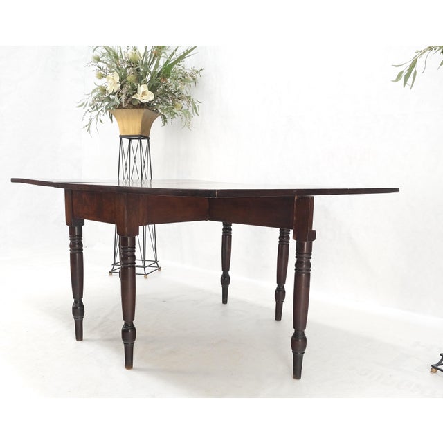 Solid Walnut Board Antique Drop Leaf Dining Center Console Table Clean! For Sale - Image 6 of 17