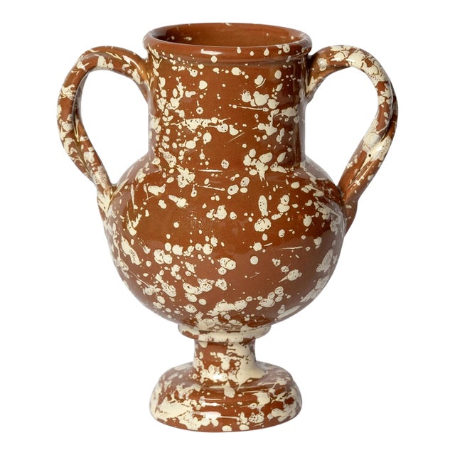 Sharland England Splatter Verona Vase, Regular, Terracotta & Cream For Sale