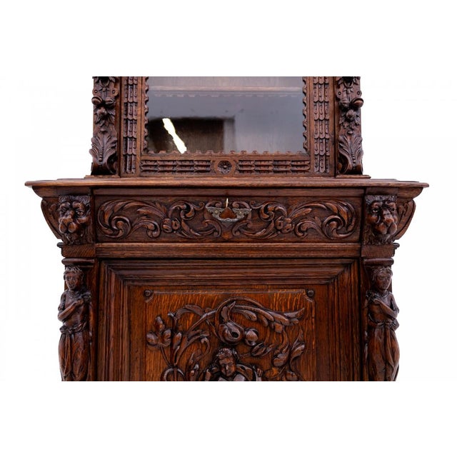 Antique Glass and Oak Cabinet, Western Europe, 1880s For Sale - Image 15 of 18