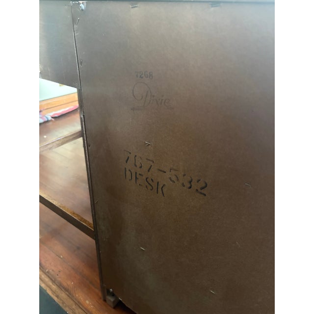 Matched Dixie Campaigner Desk & Chair Set, C. July 1978 — 767 Collection, Original Brass Hardware For Sale - Image 9 of 12