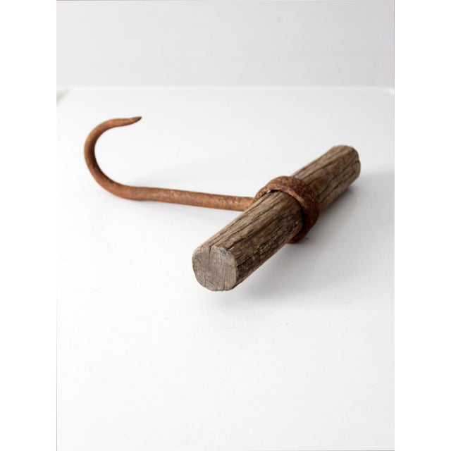 Farmhouse Antique Ice Hook With Wood Handle For Sale - Image 3 of 9
